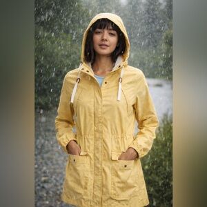 Marine Layer Yellow Hooded Utility Rain Jacket